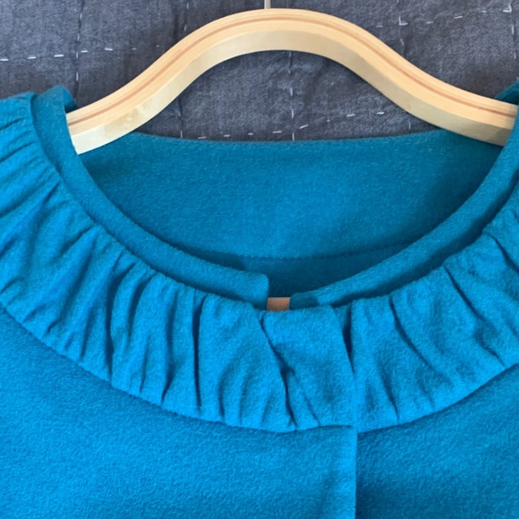 Teal Ruffled Collar Jacket - Picture 3 of 6